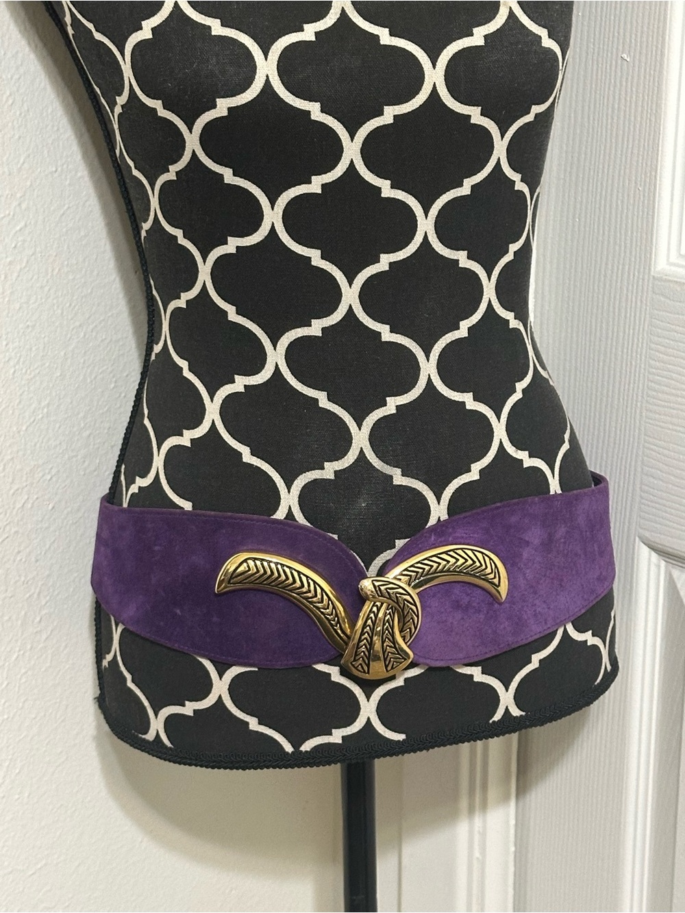 Vintage 1980s Suede Corset Belt Women Purple Size Medium - Picture 2 of 10